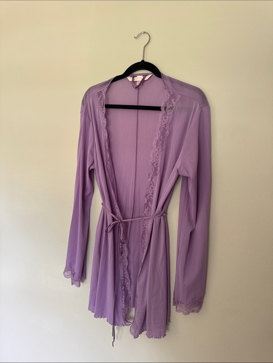 Victoria's Secret Other - Victoria's Secret Lilac Lace-Trim Wrap Robe